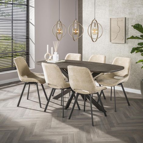 Table de salle à manger ovale moderne 180 cm coloris bronze Vik (1/5)