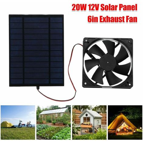 Ventilateur solaire 12V 10W extérieur, ventilateur écologique pour serre, niche pour animaux, cabane, camping-car, ventilation solaire portable (1/5)