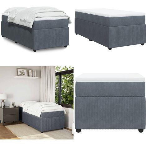 vidaXL Boxspringbett mit Matratze Dunkelgrau 90x200 cm Samt (1/5)