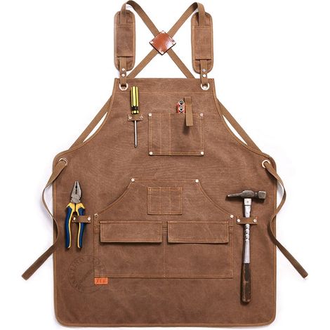 EASYCOMFORT Tablier de travail unisexe avec poche pour outils multifonctions, pour soudage, travail du bois, peinture, BBQ, toile épaisse (1/5)