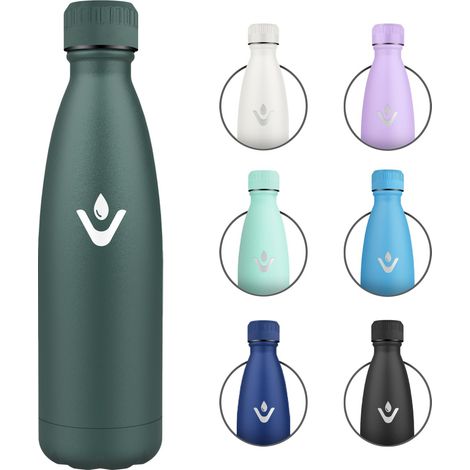 Gourde Inox 750ml, Bouteille Métal Double Paroi, Étanche, Bouteille Isotherme Réutilisable, Gourde Métal, Gourde Isotherme sans BPA, pour École, Sport, Bureau, Gym, Yoga, Camping (1/5)