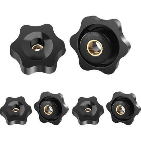 APEX 6 Pièces Ecrou à PoignéE En éToile M5 25mm ExtéRieur DiamèTre Molette Papillon Vis Moletés Filetage Moleté Bouton De Serrage Pour Machines, Machines-Outils, Appareils De Fitne, Meubles (1/5)