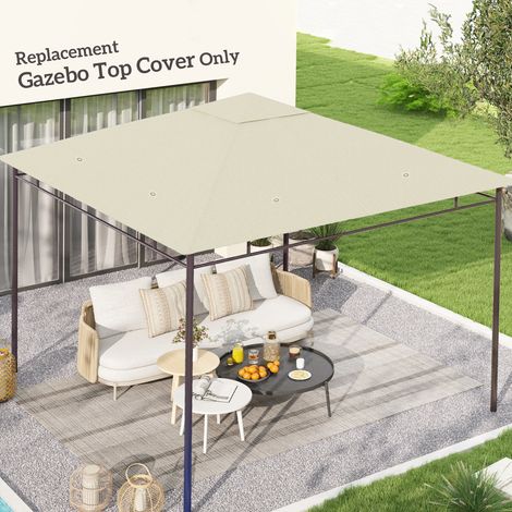 Toile rechange pavillon tonnelle gazebo polyester 180 g/m² 3x3 m crème (1/5)