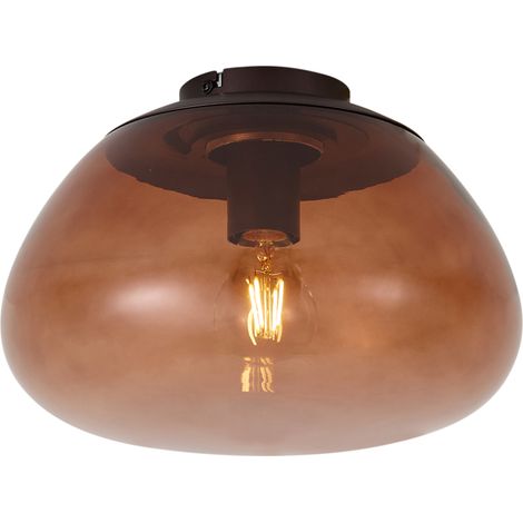 QAZQA Lámpara de Techo de Diseño Marrón con Cristal Marrón - (1/5)