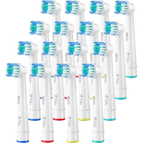Brossette Compatible avec Braun Oral B - Milos Brossettes de Rechange  Électriques Têtes de Rechange pour Brosse à Dents Électrique Compatible avec Oral B, Têtes de Brosse à Dents(16 Blanc) (1/5)
