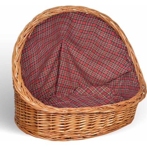Cuccia lettiera in vimini con cuscino cesta lettino per animali 63x43x52 large