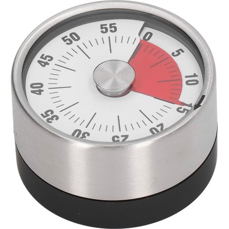 Minuteur magnétique en acier inoxydable, alarme 70 dB, haute précision, affichage visuel, blanc, idéal pour la gestion de la cuisson en cuisine. (1/5)