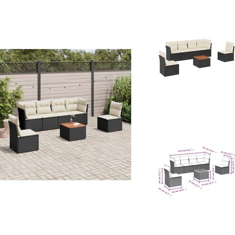 Salon de jardin 7 pcs avec coussins noir résine tressée - Salon De Jardin - Meuble Extérieur - Résine Tressée - Salon D'extérieur - Set De Jardin (1/3)