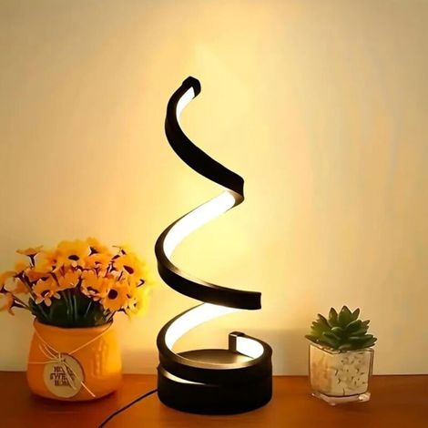 Moderne spiralförmige LED-Tischleuchte, USB-Ladefunktion, 3 Farben, stufenlose Dimmung, für Zuhause, Wohnzimmer, Schlafzimmer (1/5)