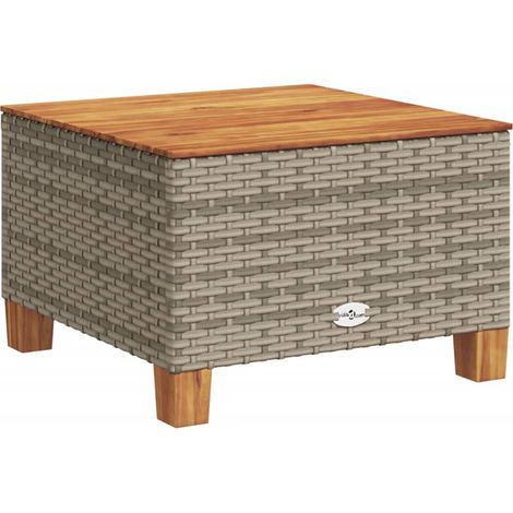 vidaXL Gartentisch grau 55x55x36 cm aus Geflecht und Akazienholz