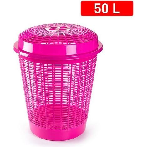 Cesta Portabiancheria Cestone Forato in Plastica Rosa 50 Litri (1/2)