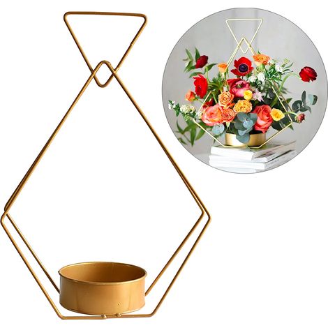 Tragbarer Blumenkorb aus Metall in geometrischer Form (1/5)