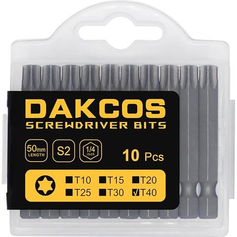 T40 Bit Longue, embouts T40, assortiment d'embouts en S2 (longueur : 50 mm, 10 pièces) (1/4)