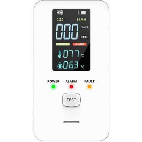 Détecteur de Monoxyde de Carbone 4 en 1 – Moniteur Numérique Portable, Détecteur Gaz Naturel avec Alarme CO pour Maison, Cuisine, Chambre (Blanc) (1/5)
