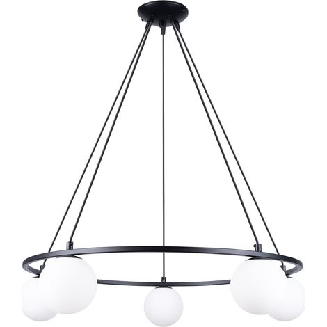 Candelabros Yoli negro acero/vidrio 5xG9 80cm Sollux (1/2)