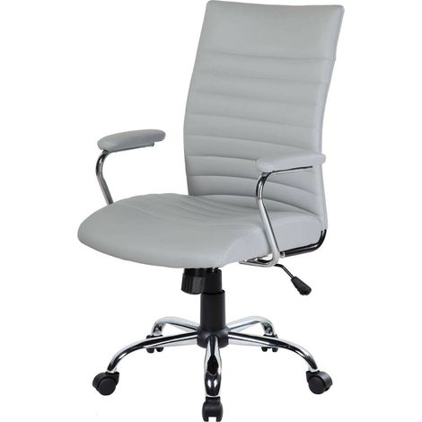 Dmora - Silla de oficina Doliveri, Silla ejecutiva con reposabrazos, Silla de oficina ergonómica, 57x59h100/109 cm, Gris (1/3)
