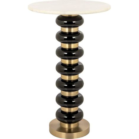 Table d'appoint design en marbre noir - Noir élégant et doré (1/3)
