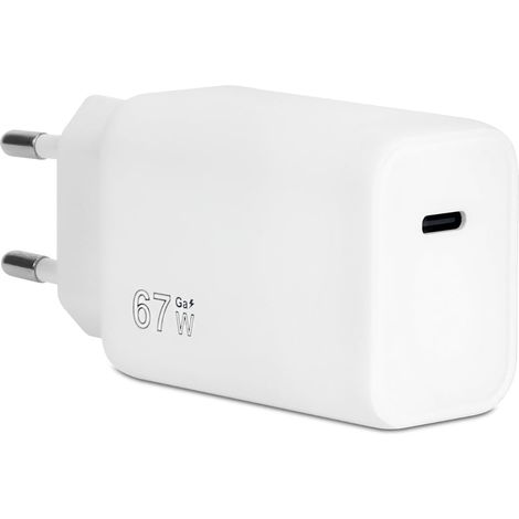 Chargeur USB-C GaN 67 W Universel - Charge Ultra Rapide pour iPhone 12+, Galaxy S20-S25, iPad, MacBook Air/Pro et Autres appareils USB-C - Compact, léger, Blanc (1/5)