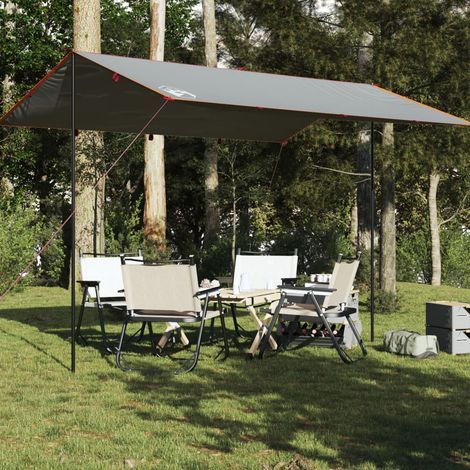 vidaXL Bâche de camping gris et orange 400x294 cm imperméable
