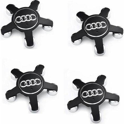 Jeu De 4 Caches-Moyeux 4f0601165 N Roue Emblème, Pour Enjoliveurs De 135 Mm Pour Audi (Noir) (1/5)