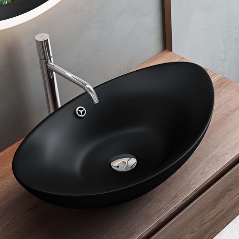 Mai & Mai Lavabo da Appoggio 59X38.3X19.2cm, Lavandino Bagno Brüssel818 Lavabo in Ceramica Nano Rivestimenti Inclusi, Antracite opaco