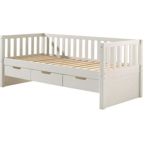 Lit Capitaine Enfant & 3 Tiroirs "Fritz" 90x200cm Blanc (1/4)
