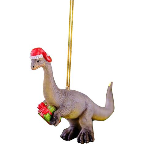 Ornement De Noël - Dinosaure En Bois - Diamètre 8 Cm - Décoration Arbre De Noël Fenêtre Porte Voiture - 1 Pièce (1/5)