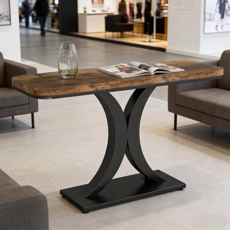 Console da ingresso 100 x 30 x 82,5 cm in legno e metallo, marrone e nero DESVIAE (1/5)
