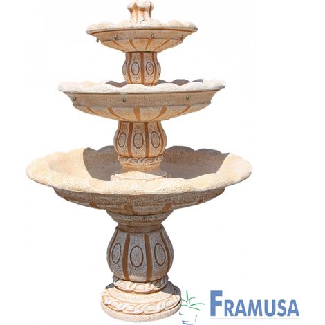 FUENTE DE PIEDRA ARTIFICIAL CENTRAL ROSITA OCRE CON BOMBA PARA JARDIN