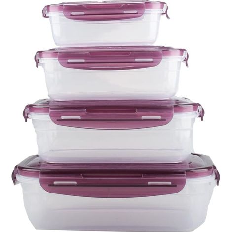 4 boîtes plastique (200/500/1000/1800 ml), réutilisables, micro-ondes/réfrigérateur, rangement cuisine (1/5)