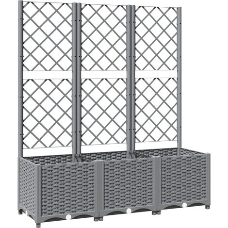 Garden Planter with Trellis Light Grey 120x40x136 cm PP vidaXL
