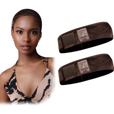 Bandeau pour Perruque, Marron Foncé, 2 Pcs Fixe demi-perruques et bonnets sans colle ni pinces, protège les cheveux, idéal cosplay et quotidien. (1/5)