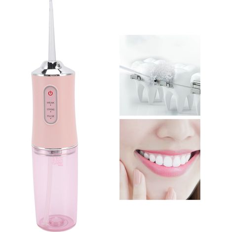 Hydropulseur électrique intelligent, élimine la mauvaise haleine, appareil de blanchiment des dents étanche, appareil de nettoyage des dents portable, version rose de luxe. (1/5)