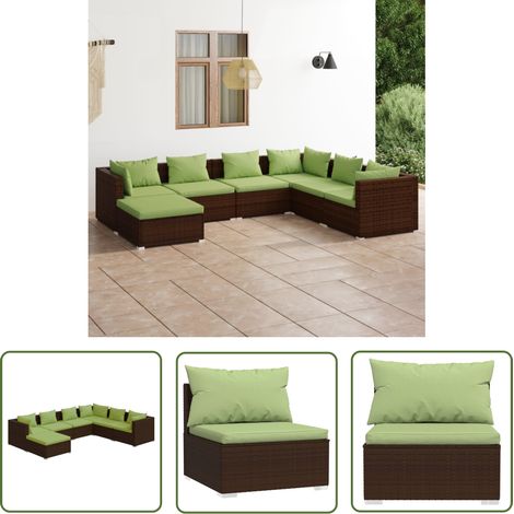 The Living Store 7-tlg. Garten-Lounge-Set mit Kissen Poly Rattan Braun - Garten Lounge Set - Outdoor Möbel - Rattan Gartenmöbel - Loungesessel - Gartenstuhl (1/5)
