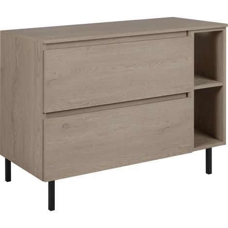 Mobile da bagno 100 cm (80+20) con piano superiore + piedini per mobile, Colore: Rovere Scuro, 100 x 46 x 80,7 cm (1/4)