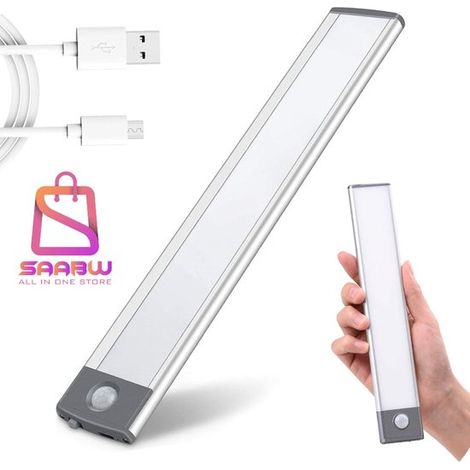 Lampe de meuble USB 23 cm – Avec détecteur de mouvement et variateur – Éclairage LED sans fil sous meuble – Rechargeable – Éclairage de meuble à piles – Lampes de meuble rechargeables avec capteur – 4 (1/5)