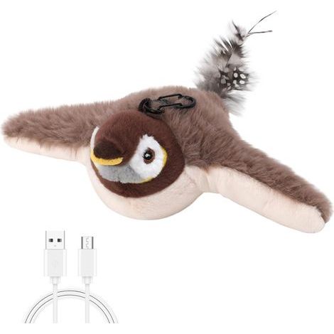 Jouet interactif pour chat oiseau volant électrique, battements d'ailes réalistes, stimulation instinct chasse (1/5)