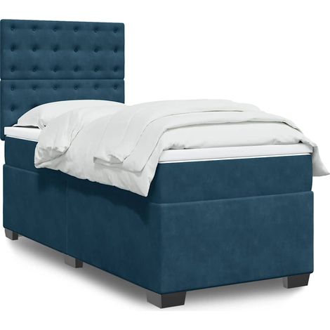 Boxspringbett mit Matratze Blau 90x200 cm Samt (1/5)