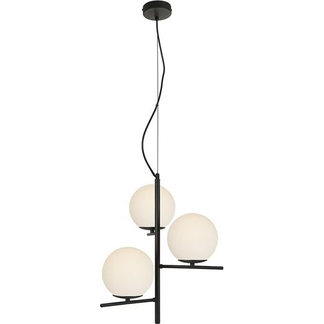 Lampada a sospensione Boston Opale Nero 3xE14