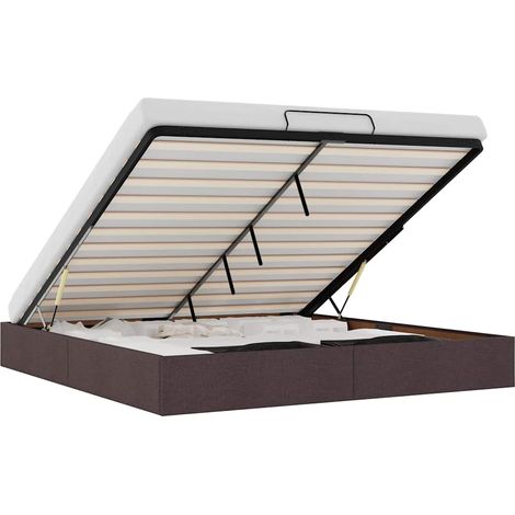 Maison Exclusive - Cadre de lit ottoman sans matelas marron foncé 160x200 cm tissu (1/5)