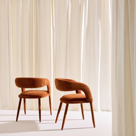 sweeek - Lot de 2 fauteuils contemporain tissu terracotta - Alessia (1/5)
