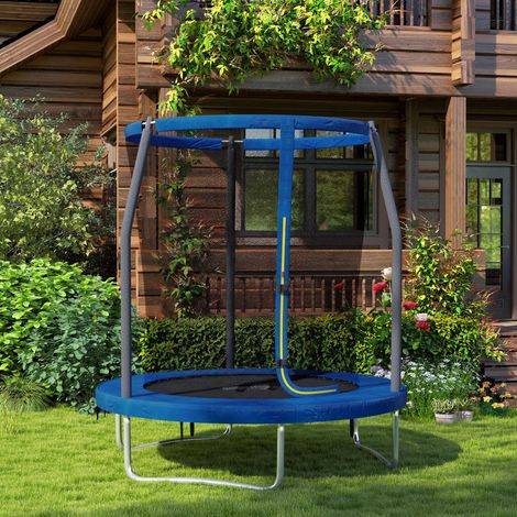 Trampoline pour enfant trampolines de jardin avec filet de sécurité structure en acier Ø 183 x 200 cm bleu (1/5)