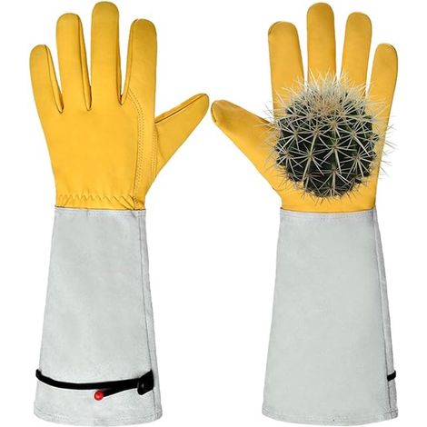 Filiyano-Paire de gants de taille de rosiers résistants aux épines - Gants de jardinage résistants aux épines - Poignets ajustables - Gris - 42 cm (1/5)