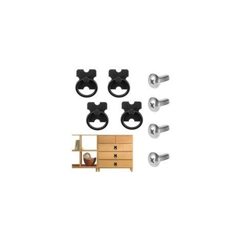 Ensemble de 4 poignées de tiroir CSPARKV (boutons et anneaux) - Boutons de tiroir vintage classiques avec poignées noires pour armoires et commodes (1/5)