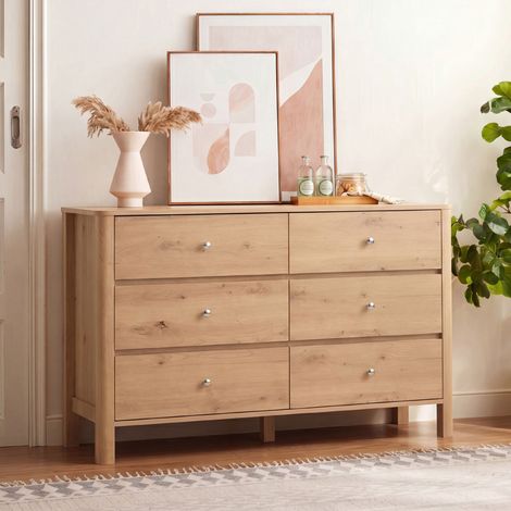 Commode 6 tiroirs 120x40x80 cm chêne HAVRYA (1/5)