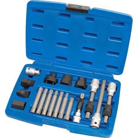Juego de llaves y puntas extractor para poleas alternador 18 piezas