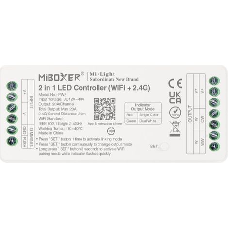 PW2 2-in-1 LED controller, monochrome, dual color temperature, Wi-Fi + 2.4 GHz, 20 A