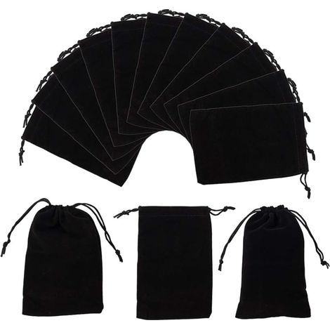 5 Pcs Velvet Bags, 10 ×15cm Sac En Velours Noir Velvet Pochettes Sacs de Bonbons de Noël Faveur pour Bijoux Bouchons D'Oreilles et Porte-Clés Ligne de Données (1/5)