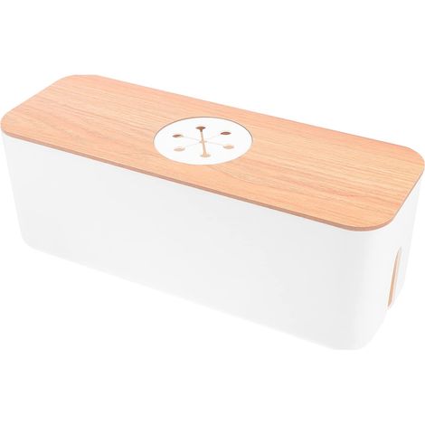 Boîte de rangement pour câbles avec couvercle en bois, organiseur de multiprise et chargeurs, cache-fil pour intérieur