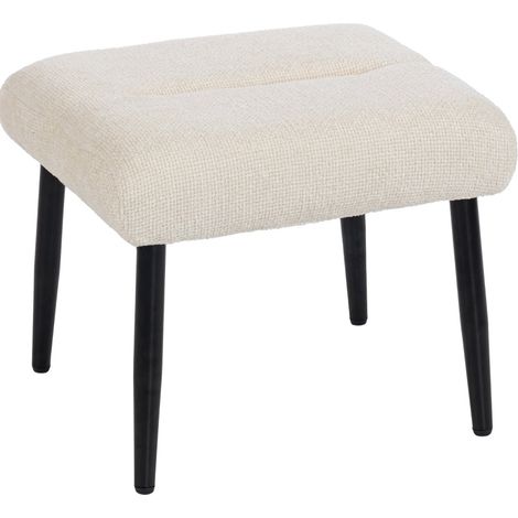 CHICFURN Repose-pieds 45x41x38 cm chenille blanc crème pieds acier petit espace (1/5)
